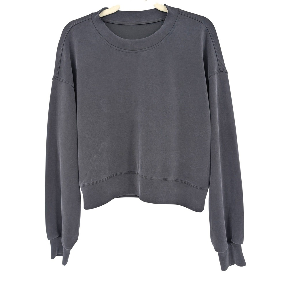 Lululemon Softstreme Perfectly Oversized Cropped Crew Top Women 6 Black Lounge